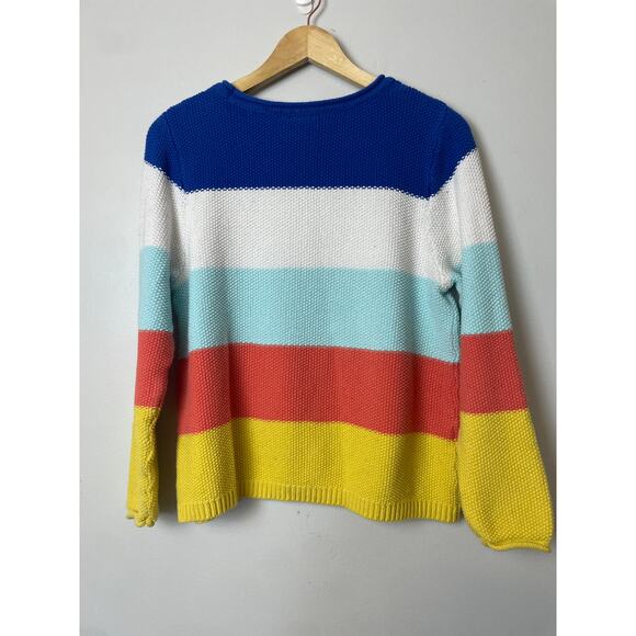 St. Johns Bay Women's Fisherman Knit Sweater Large Bright Colorblock Eclectic - Picture 9 of 10